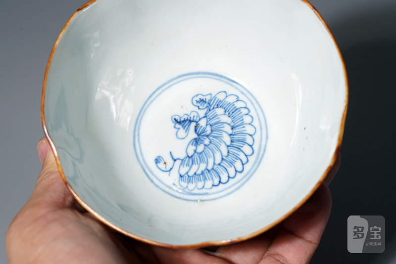 清道光 青花祥瑞手花口碗一对 - 图25